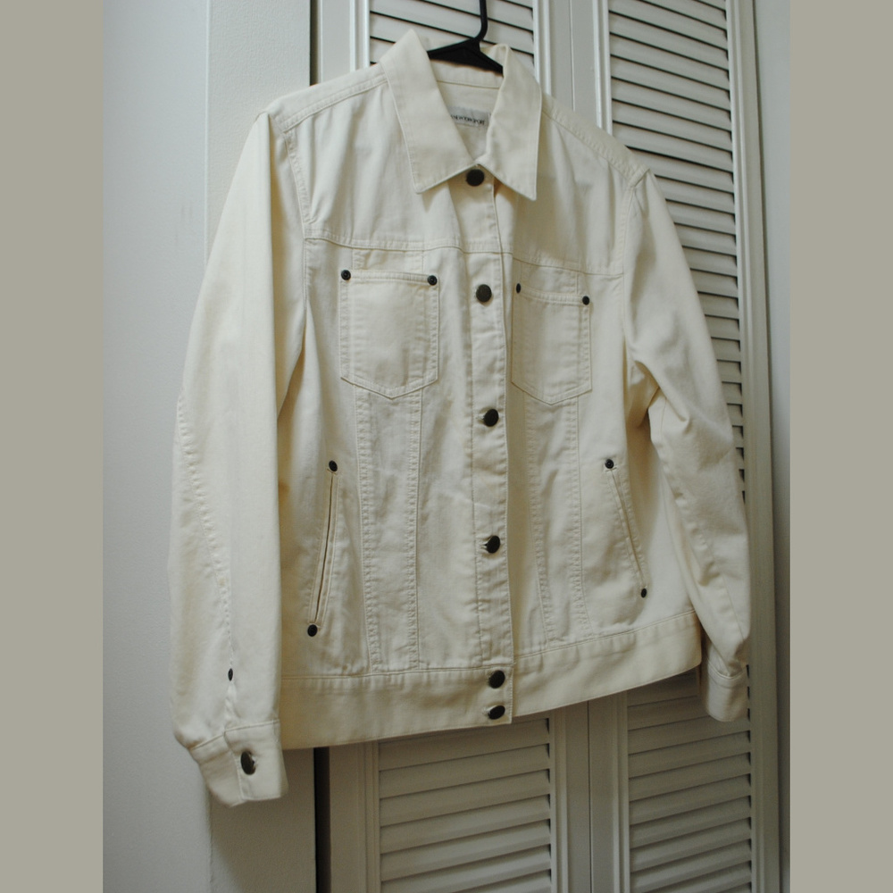 JONES NY SPORT White Button Jean Jacket Sz M to L